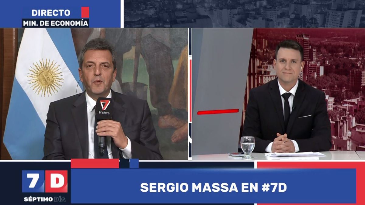 Sergio Massa con el conductor de Séptimo Día, Julián Imazio.