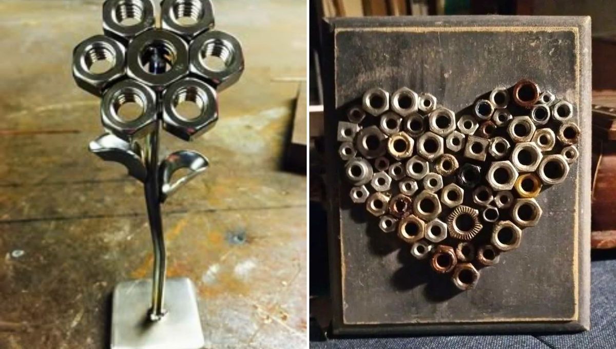 Con algunas tuercas crea esta maravillosa idea de reciclaje. Con algunas tuercas crea esta maravillosa idea de reciclaje.