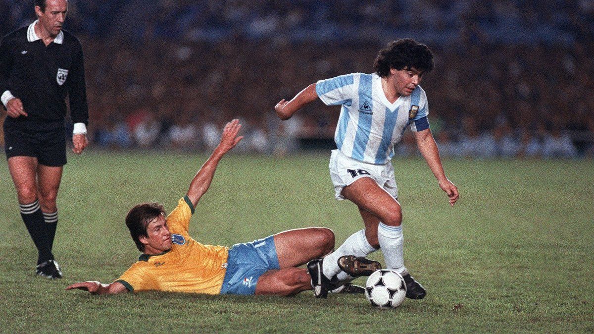 Maradona en la Copa América de 1989, en Brasil.