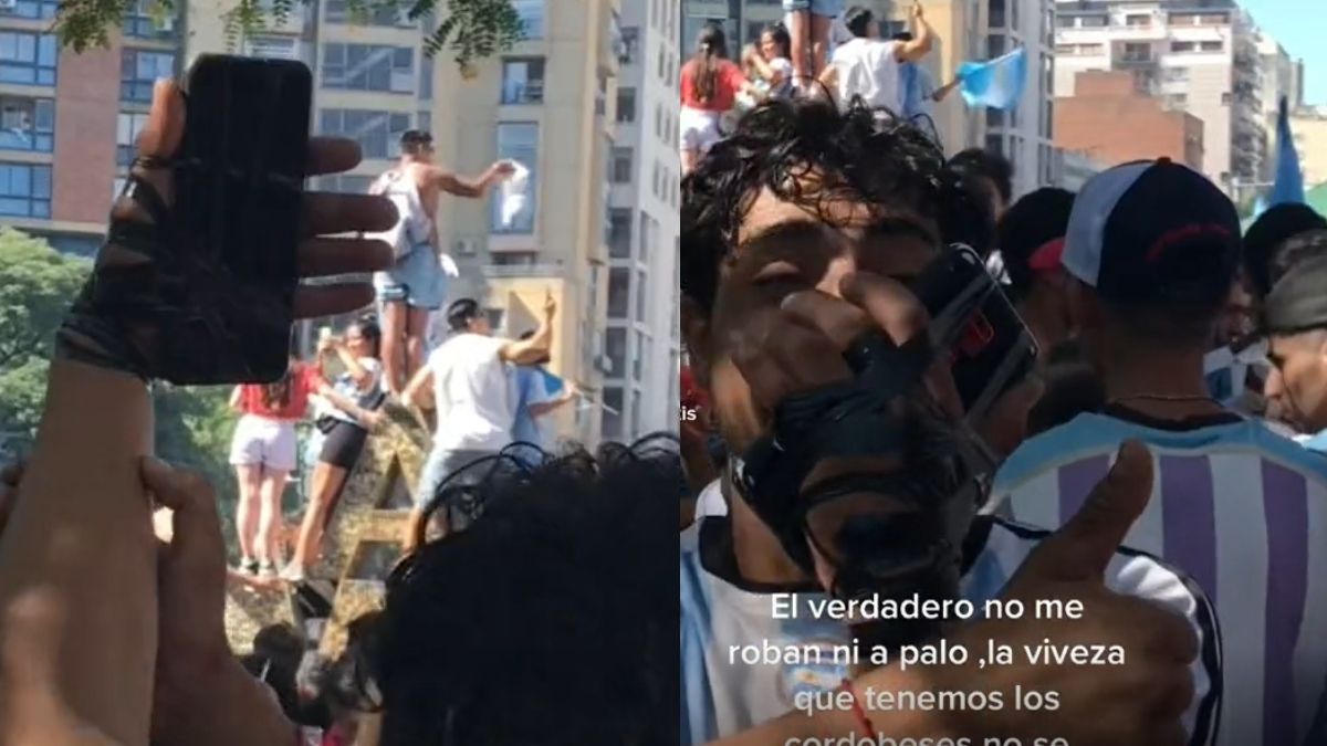 Un joven se hizo viral tras mostrar en Tiktok cómo hacer para que no le roben el celular en los festejos por el Mundial Qatar 2022