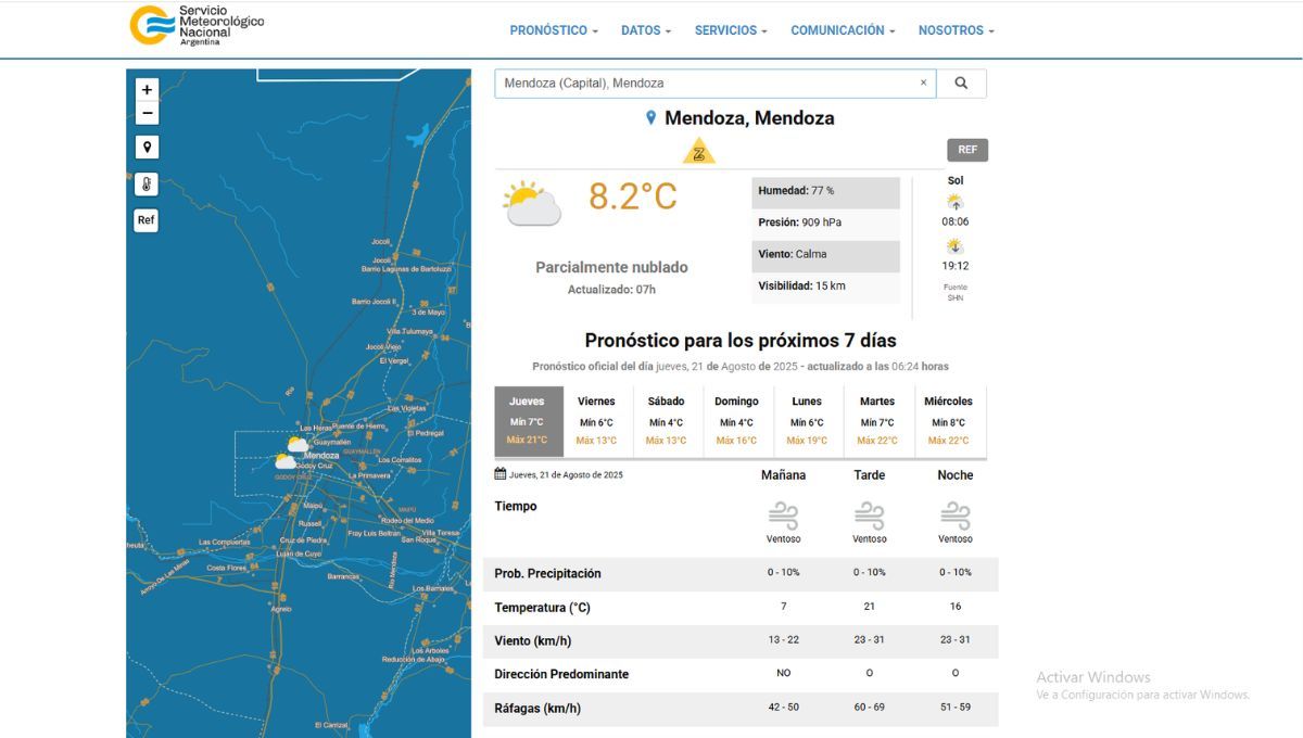 Pronóstico del SMN para el jueves 21 de agosto. Pronóstico del SMN para el jueves 21 de agosto. 