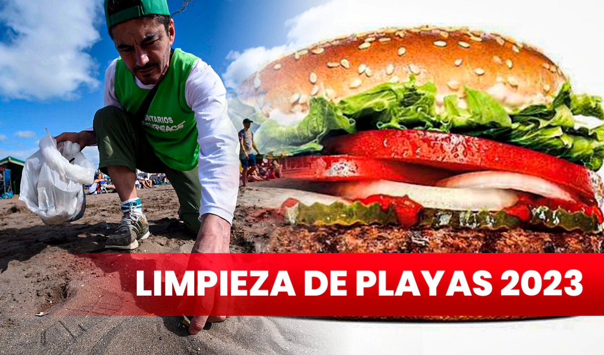 Buena iniciativa. Hamburguesa gratis por limpiar la basura de la playa.