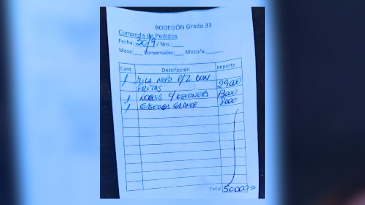 El ticket que difundió el cliente del bodegón. El ticket que difundió el cliente del bodegón.