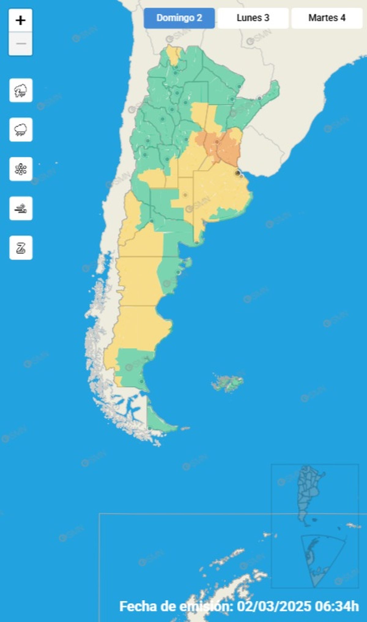 Solo una parte del país se encuentra en alerta naranja Solo una parte del país se encuentra en alerta naranja