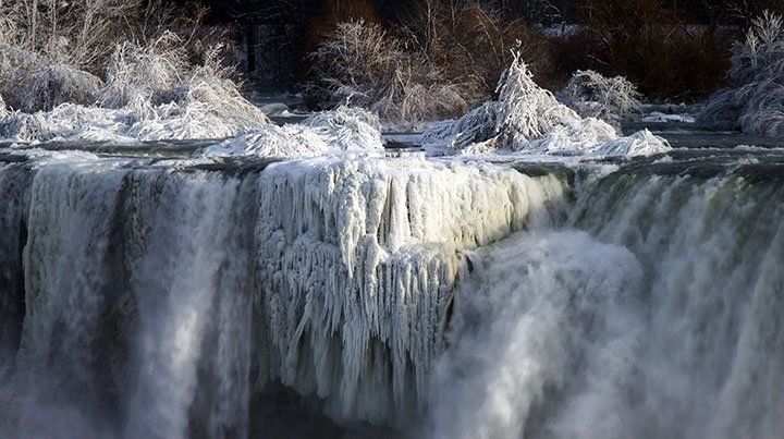 El espectáculo invernal de las  cataratas del Niágara