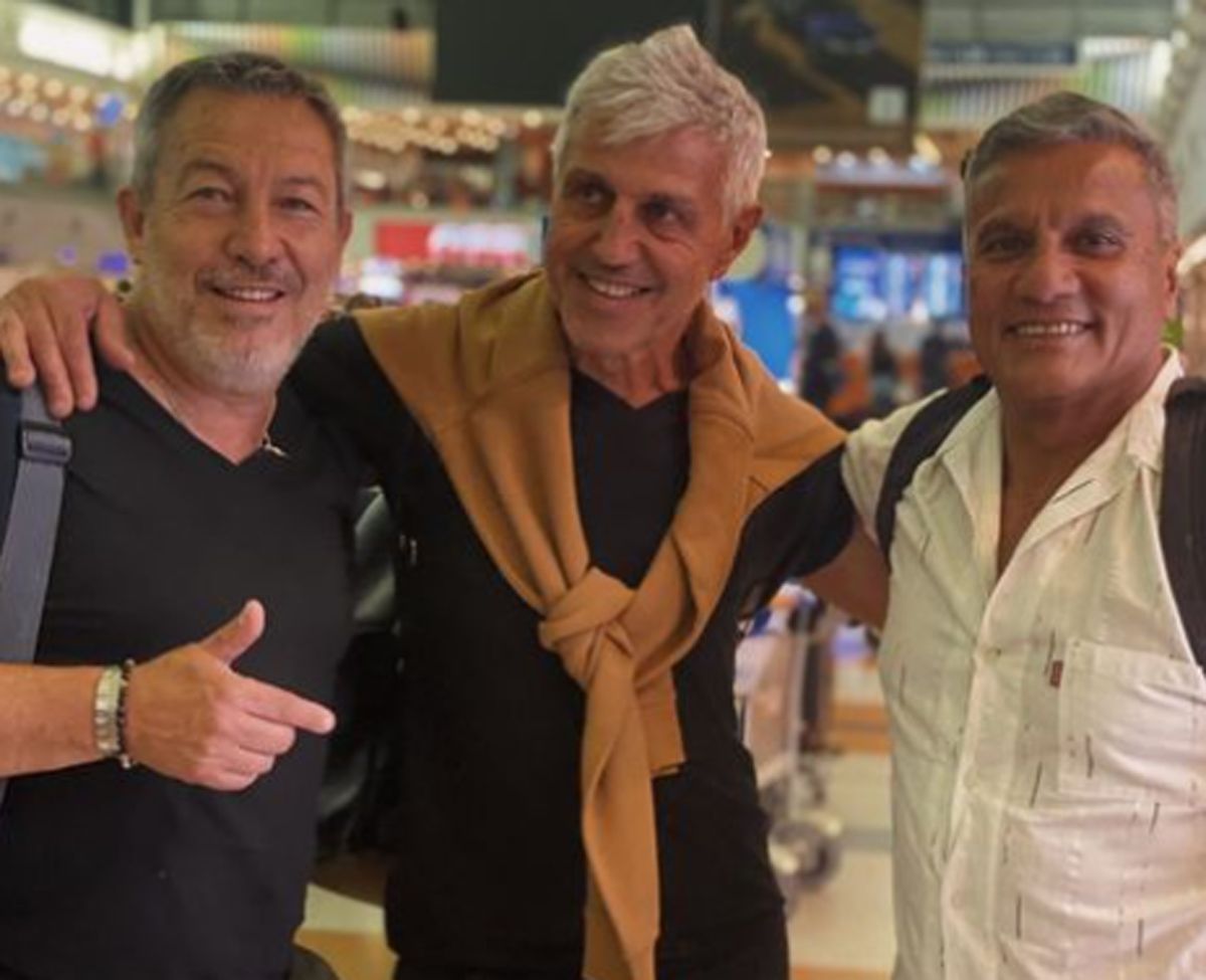 Tapia, Giusti y Enrique, en Ezeiza antes de viajar al Mundial Qatar 2022