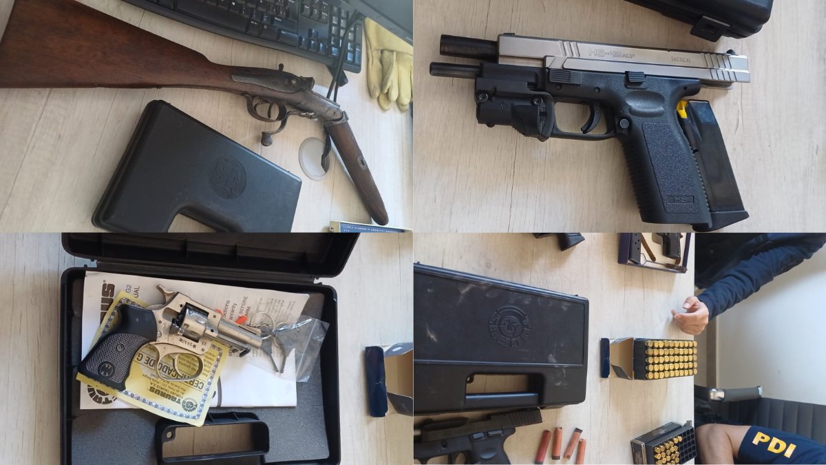 En el allamiento también se secuestraron dos escopetas, cuatro pistolas, y patentes falsas. En el allamiento también se secuestraron dos escopetas, cuatro pistolas, y patentes falsas.