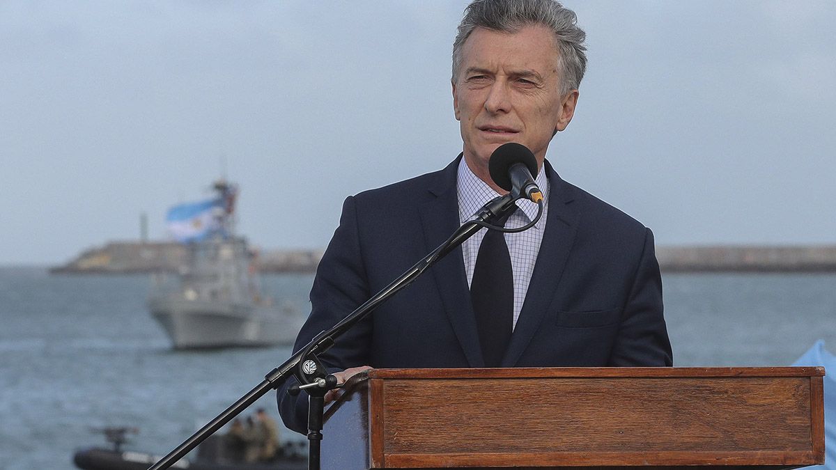 Macri durante un acto de reconocimiento al submarino ARA San Juan y sus tripulantes.