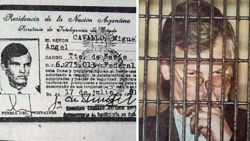 El genocida Ricardo Cavallo preso en M&eacute;xico; a la izquierda, su legajo en la ESMA.