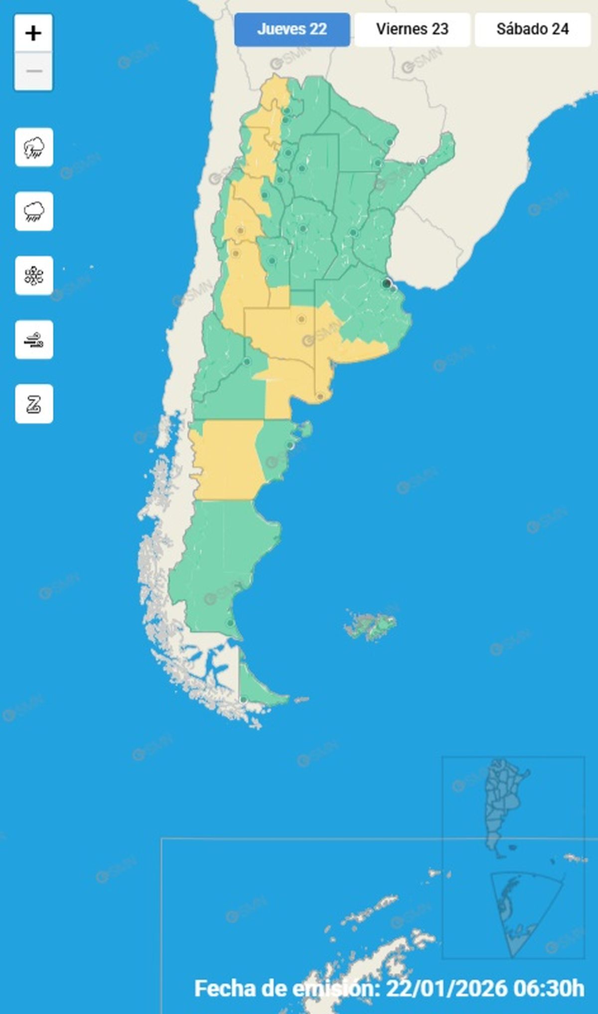 Estas son las provincias en alerta por fuertes tormentas.