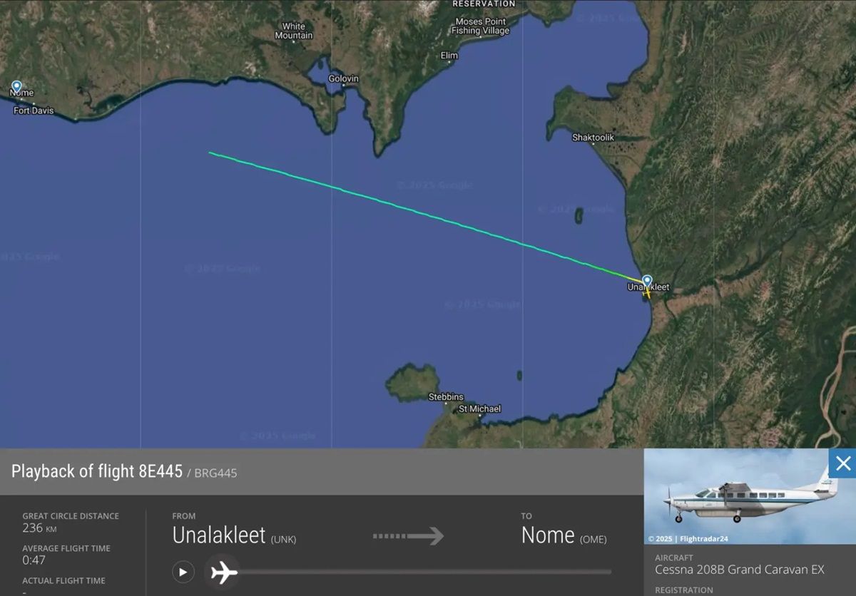 El vuelo de Unalakleet a Nome no logró aterrizar a las 4 p. m. del jueves