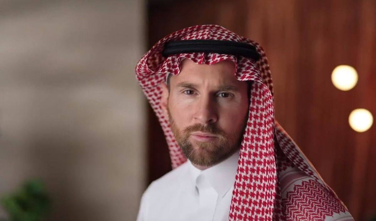 Messi en un video promocional de Arabia.quw