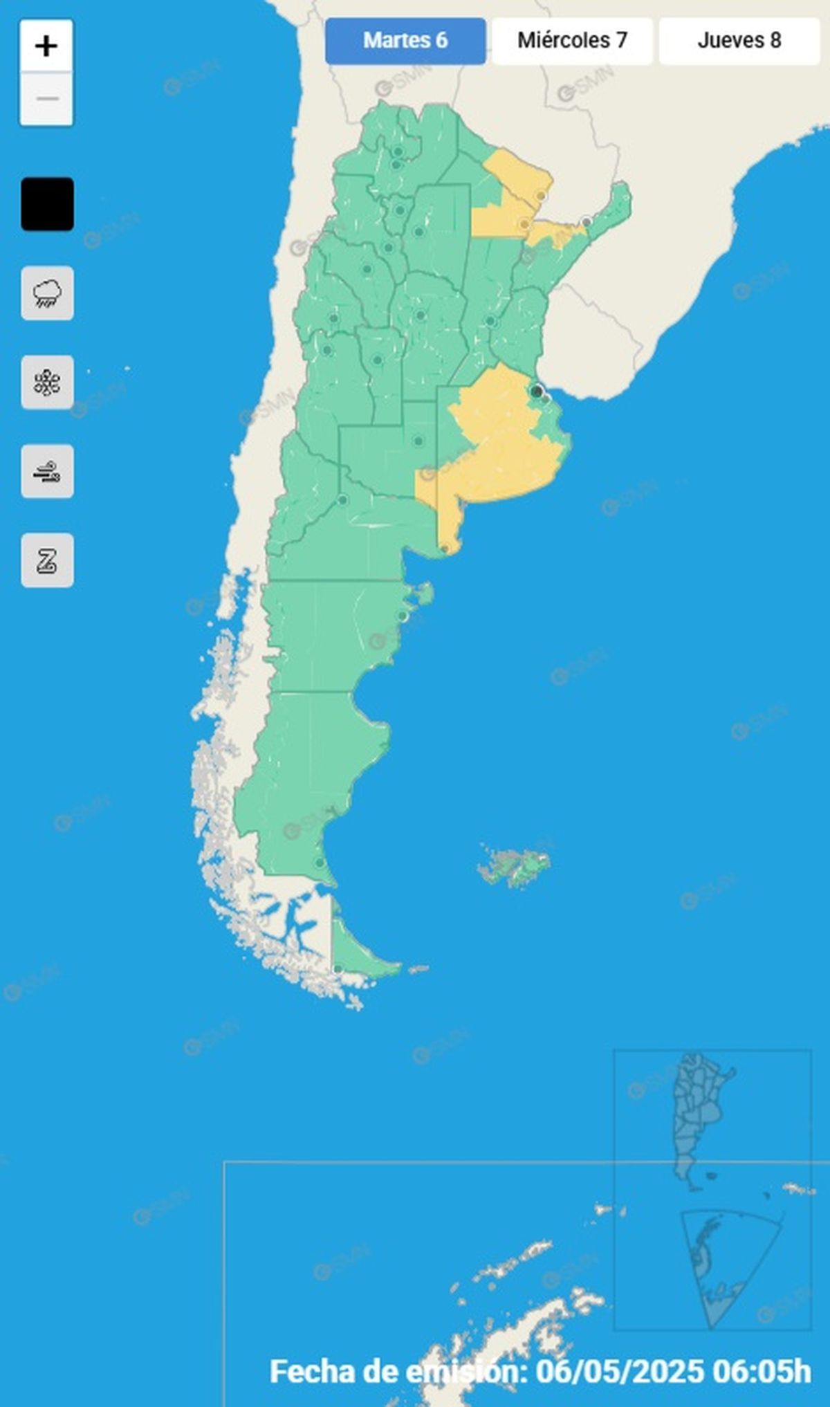 Estas son las provincias afectadas por el alerta Estas son las provincias afectadas por el alerta