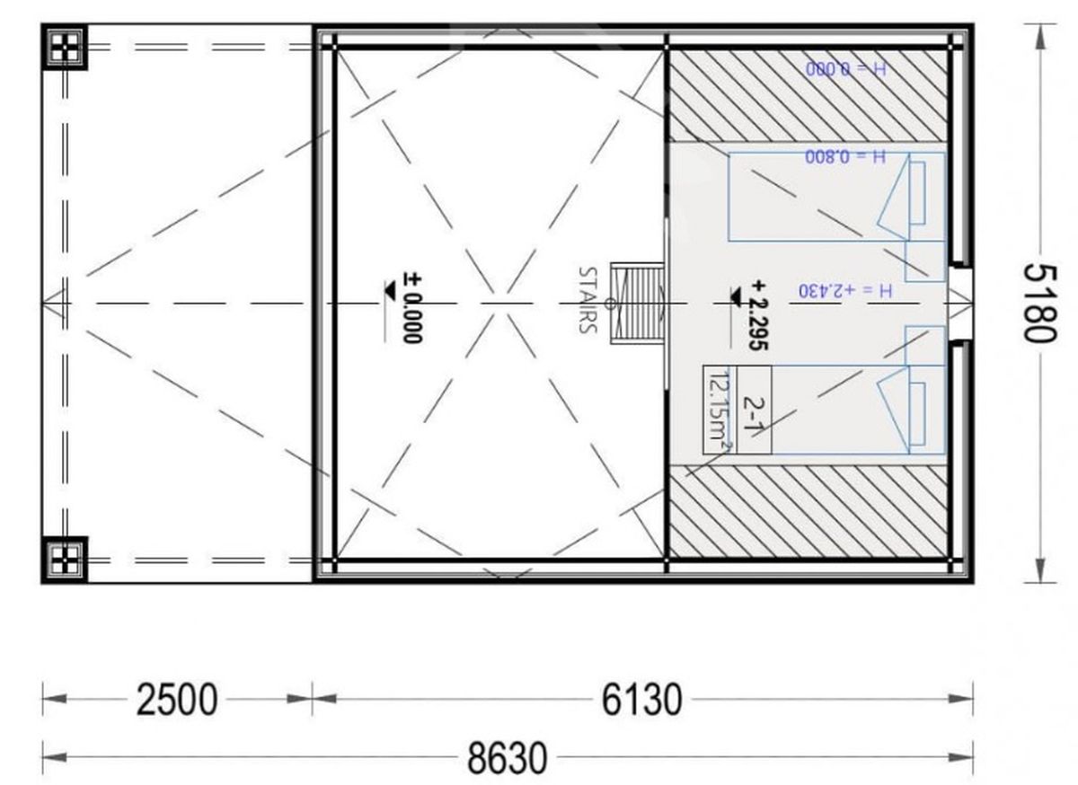 La planta alta de esta casa prefabricada. La planta alta de esta casa prefabricada.