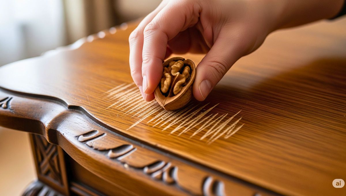 Cómo usar la nuez para borrar rayones en los muebles de madera: el truco que no falla
