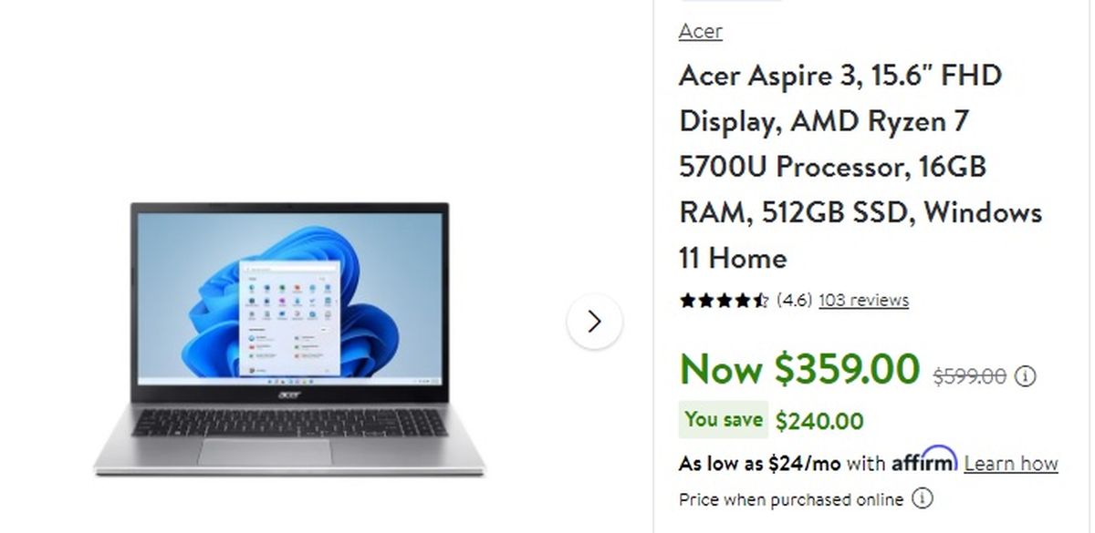 Walmart puso en oferta una laptop impresionante. Walmart puso en oferta una laptop impresionante.