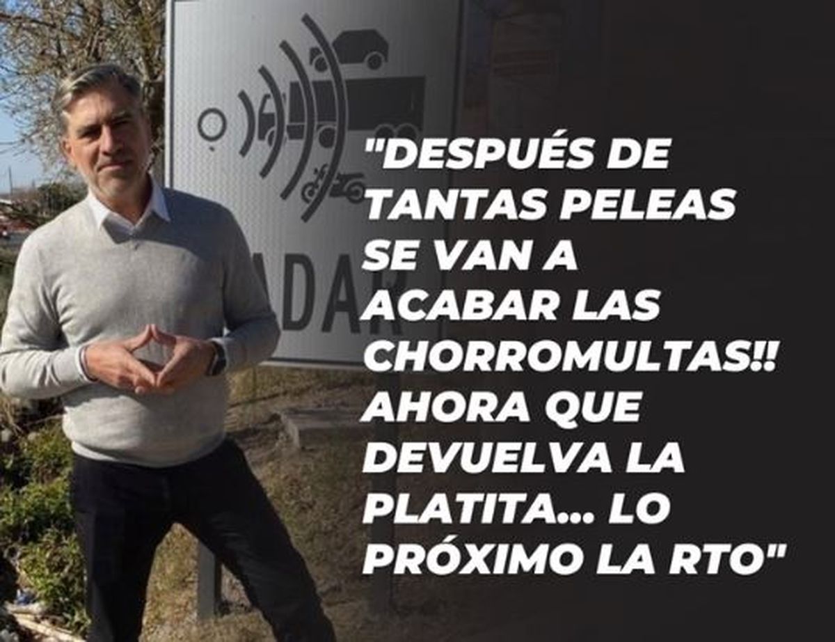La imagen que Vadillo difundió en las redes sociales, con quejas contra las fotomultas pero también aludiendo a la RTO (Revisión Técnica Obligatoria) de los autos. La imagen que Vadillo difundió en las redes sociales, con quejas contra las fotomultas pero también aludiendo a la RTO (Revisión Técnica Obligatoria) de los autos.