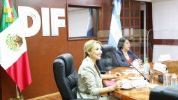 Fabiola Yáñez se reunió en México con autoridades del Sistema Nacional para el Desarrollo Integral de la Familia para hablar sobre niños y adolescentes. Foto: Télam.&nbsp;
