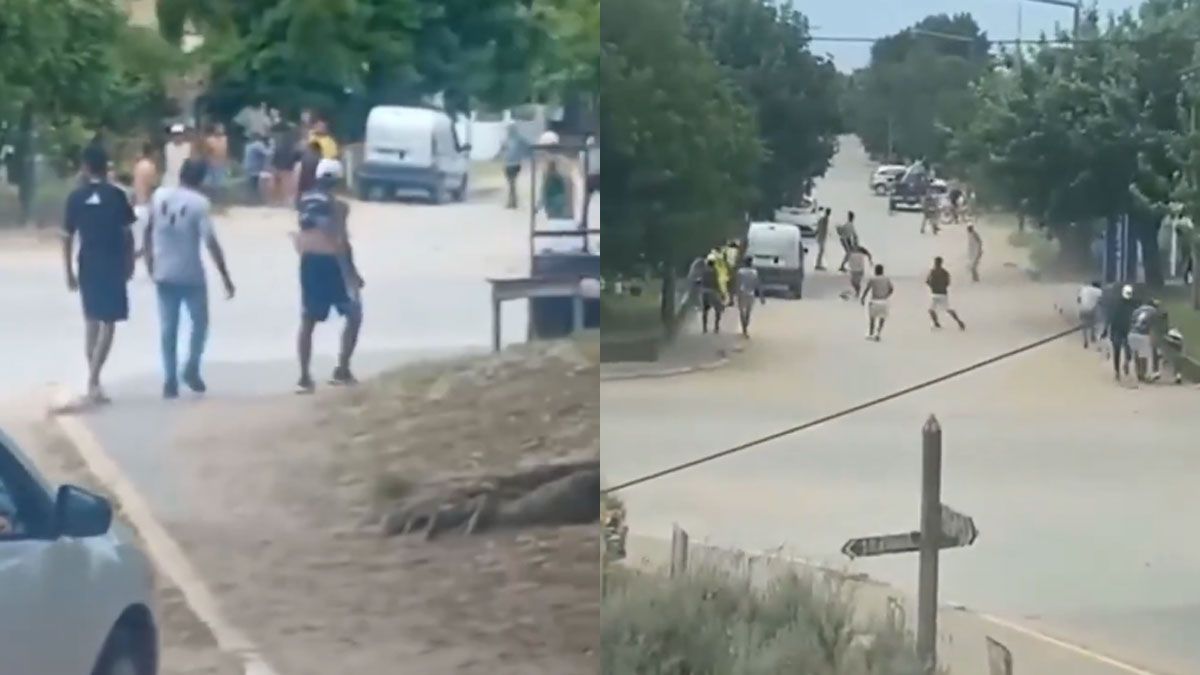 El video de la feroz pelea a los palos y piedrazos entre más de 35 churreros en Villa Gesell