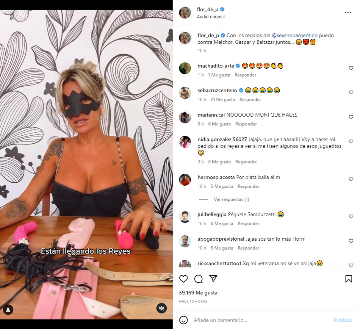 El posteo de Florencia Peña en su Instagram para promocionar los artículos de un sex shop.