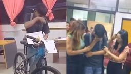 Se recibió y sus docentes y compañeros le entregaron un emotivo regalo.