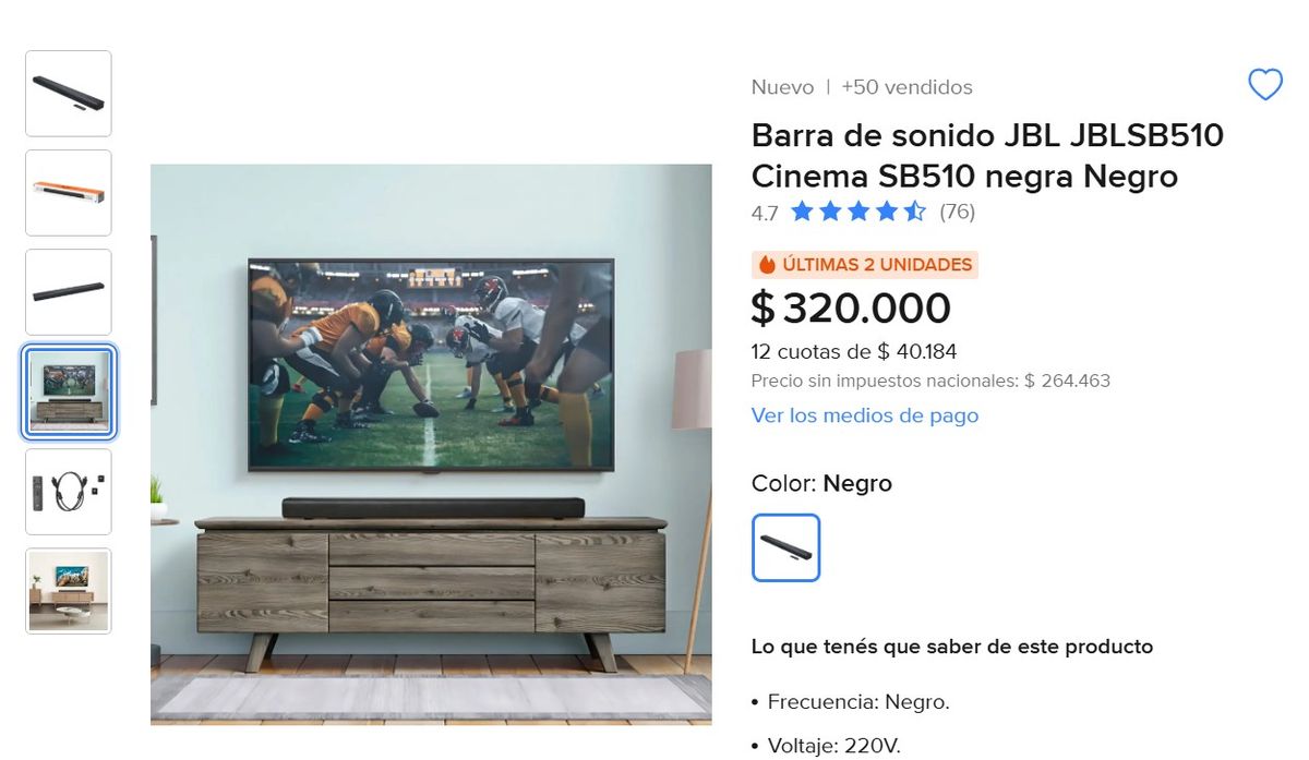 Barra de sonido JBL. Barra de sonido JBL.