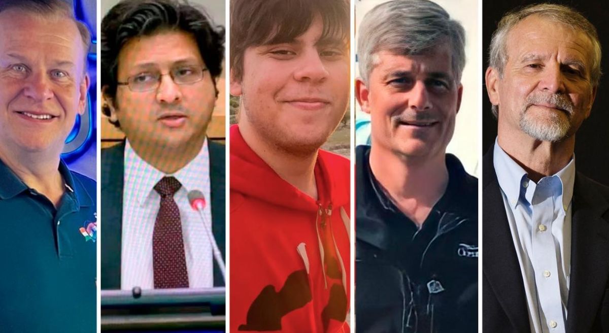 Hamish Harding, Shahzada Dawood y su hijo Suleman Dawood, Stockton Rush y Paul-Henri Nargeolet; fallecidos en la expedición que iba camino al Titanic. Hamish Harding, Shahzada Dawood y su hijo Suleman Dawood, Stockton Rush y Paul-Henri Nargeolet; fallecidos en la expedición que iba camino al Titanic.