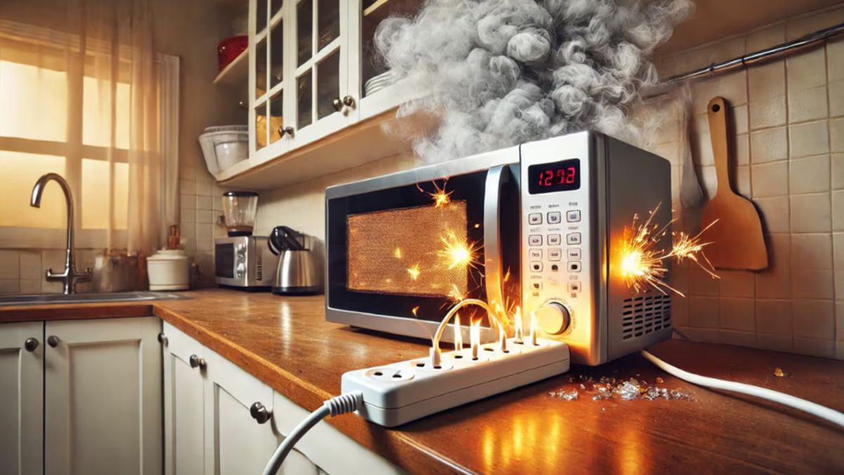 Conectar el microondas a una zapatilla puede originar un accidente en el hogar, como el sobrecalentamiento de cables o incendios Conectar el microondas a una zapatilla puede originar un accidente en el hogar, como el sobrecalentamiento de cables o incendios
