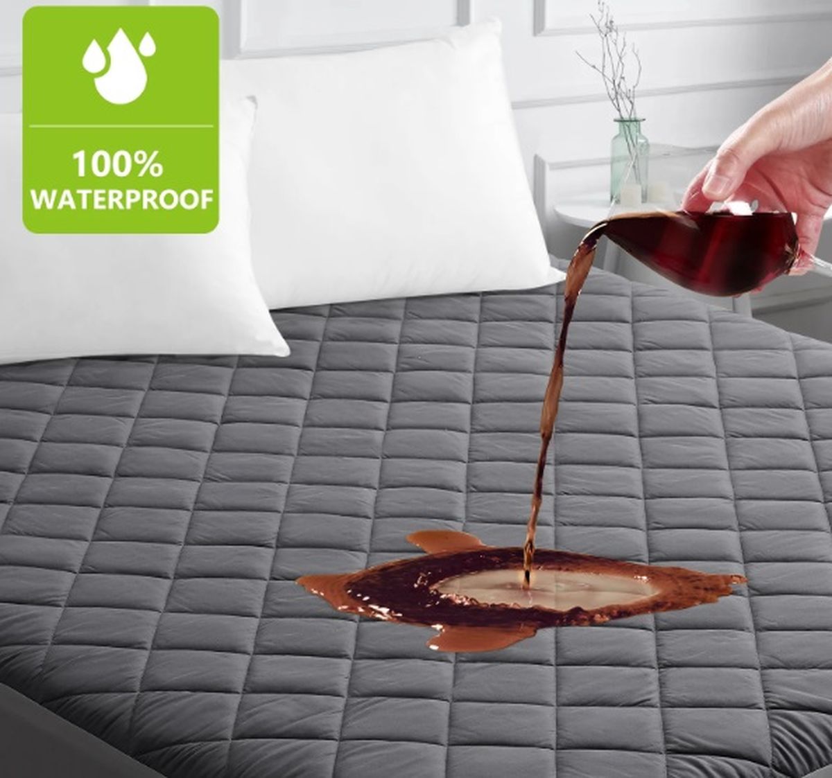 No tendrás que preocuparte por los líquidos que pueden caer sobre tu cama. No tendrás que preocuparte por los líquidos que pueden caer sobre tu cama.