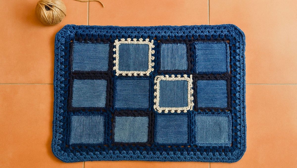 Crea una hermosa alfombra con unos jeans viejos y un truco.  Crea una hermosa alfombra con unos jeans viejos y un truco.