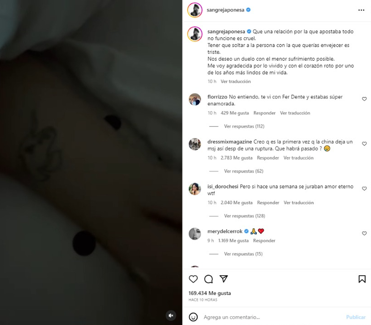 El posteo de la China Suárez confirmando la ruptura con Rusherking.