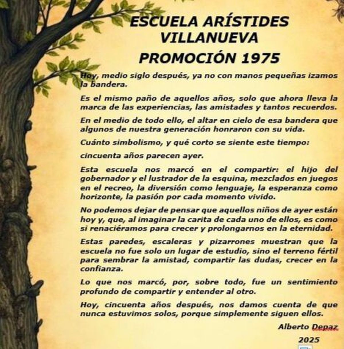 Alberto Depaz dejó plasmadas sus palabras en un pergamino que hizo emocionar a todos. Alberto Depaz dejó plasmadas sus palabras en un pergamino que hizo emocionar a todos.