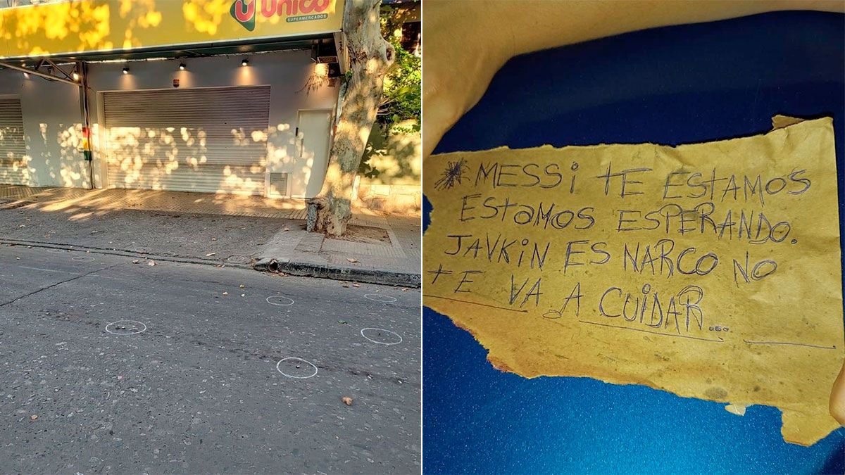Un supermercado de la familia Roccuzzo, en Rosario, sufrió 14 balazos y, tras el acto delictivo, dejaron una amenaza para Messi.