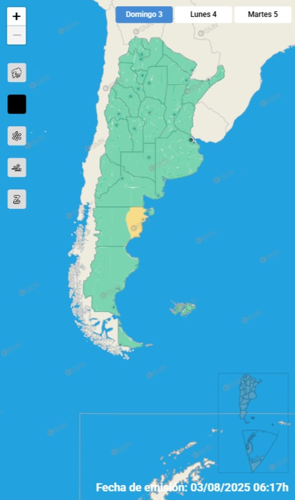 Esta es la única provincia afectada este domingo Esta es la única provincia afectada este domingo