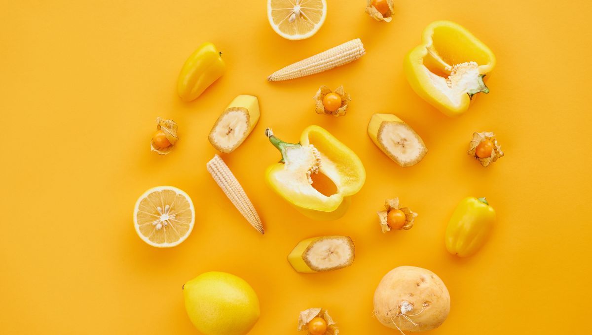 Frutas y verduras de color amarillo. Frutas y verduras de color amarillo. 