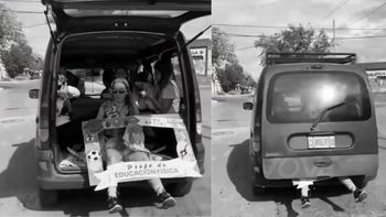¡Un video doloroso! se recibió y el festejo casi termina en tragedia cuando el baúl del auto la aplastó