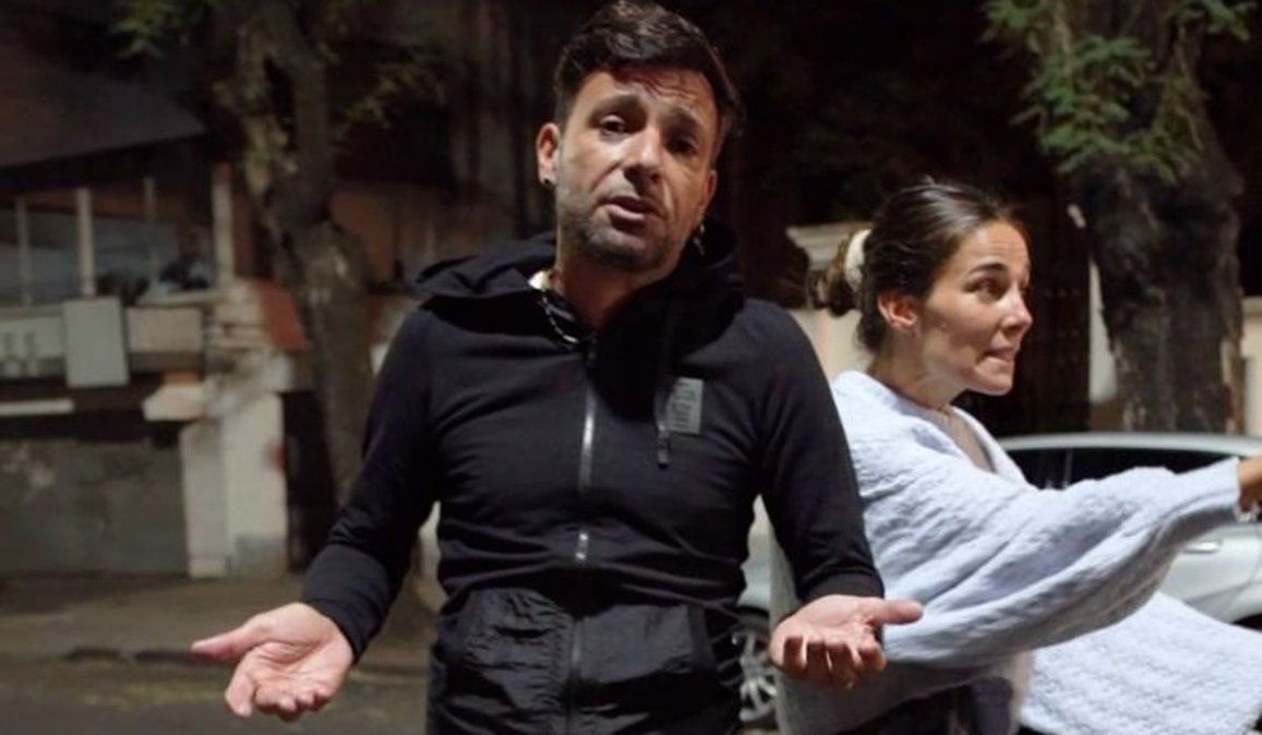 Juana Viale y Martín Bossi discutiendo en plena calle: 