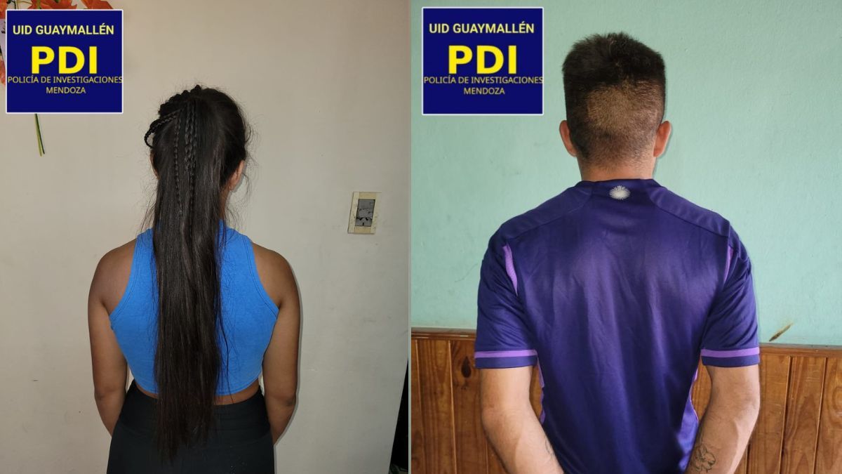 La pareja de 23 años que quedó detenida en Guaymallén tras un allanamiento en el barrio El Escorihuela. La pareja de 23 años que quedó detenida en Guaymallén tras un allanamiento en el barrio El Escorihuela.