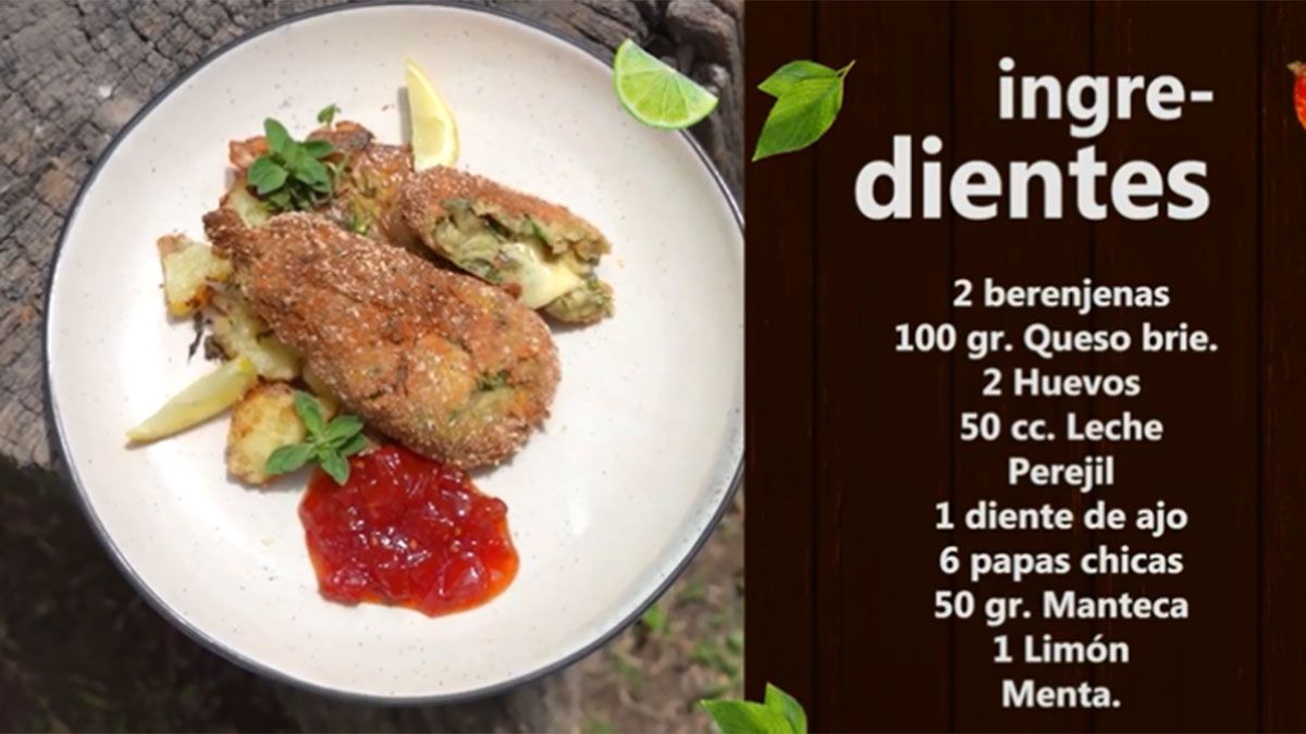 Cómo hacer milanesa de berenjena rellena de brie y papas