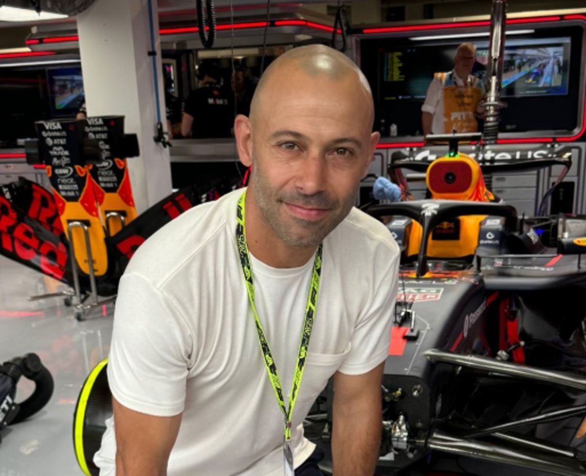 Mascherano estuvo en los boxes del GP de Miami.