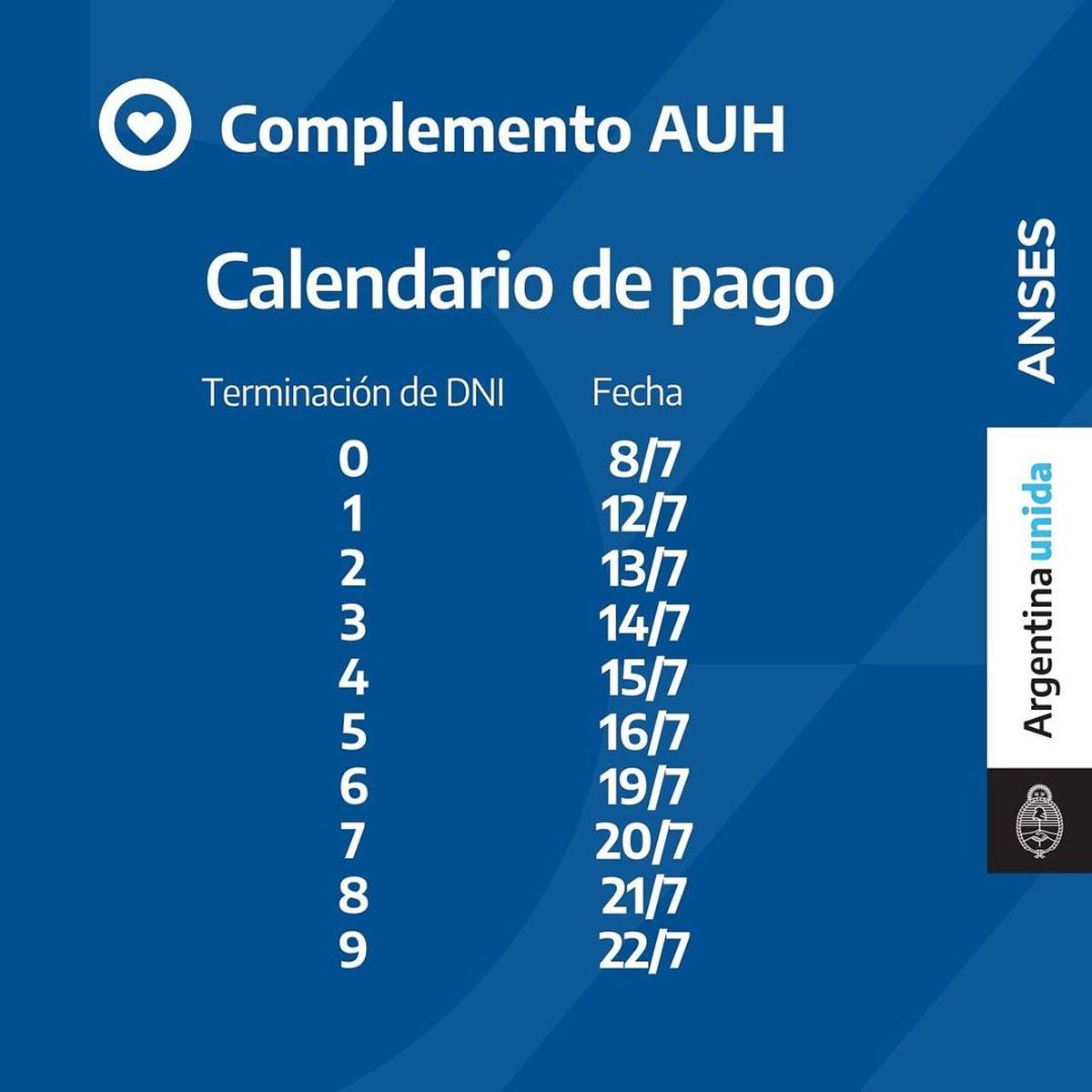 ANSES. Cu&aacute;ndo cobro lo retenido de AUH. Calendario de pago AUH julio 2021: prestaci&oacute;n m&aacute;s complemento.&nbsp;