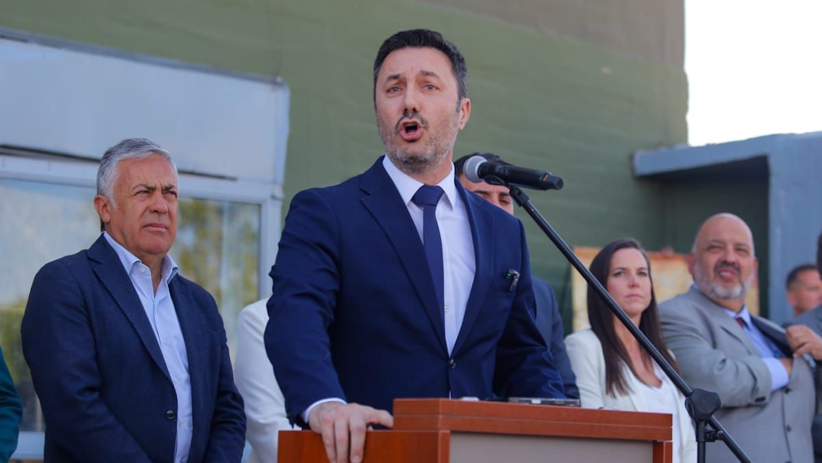 El ministro de Defensa de la Nación, Luis Petri, durante su discurso en la inauguración de la nueva sede de Gendarmería Nacional.
