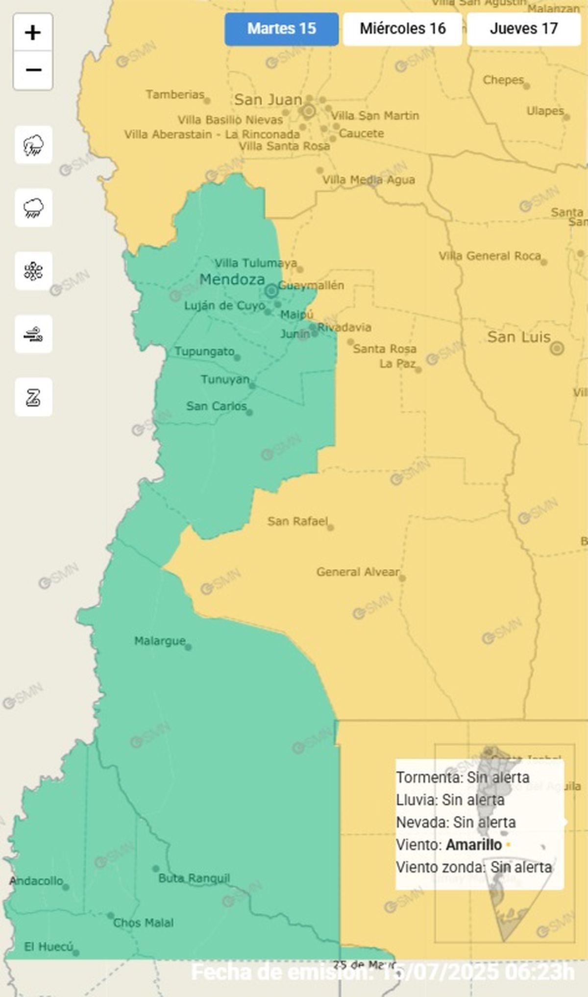 Estas son las zonas en alerta este martes Estas son las zonas en alerta este martes
