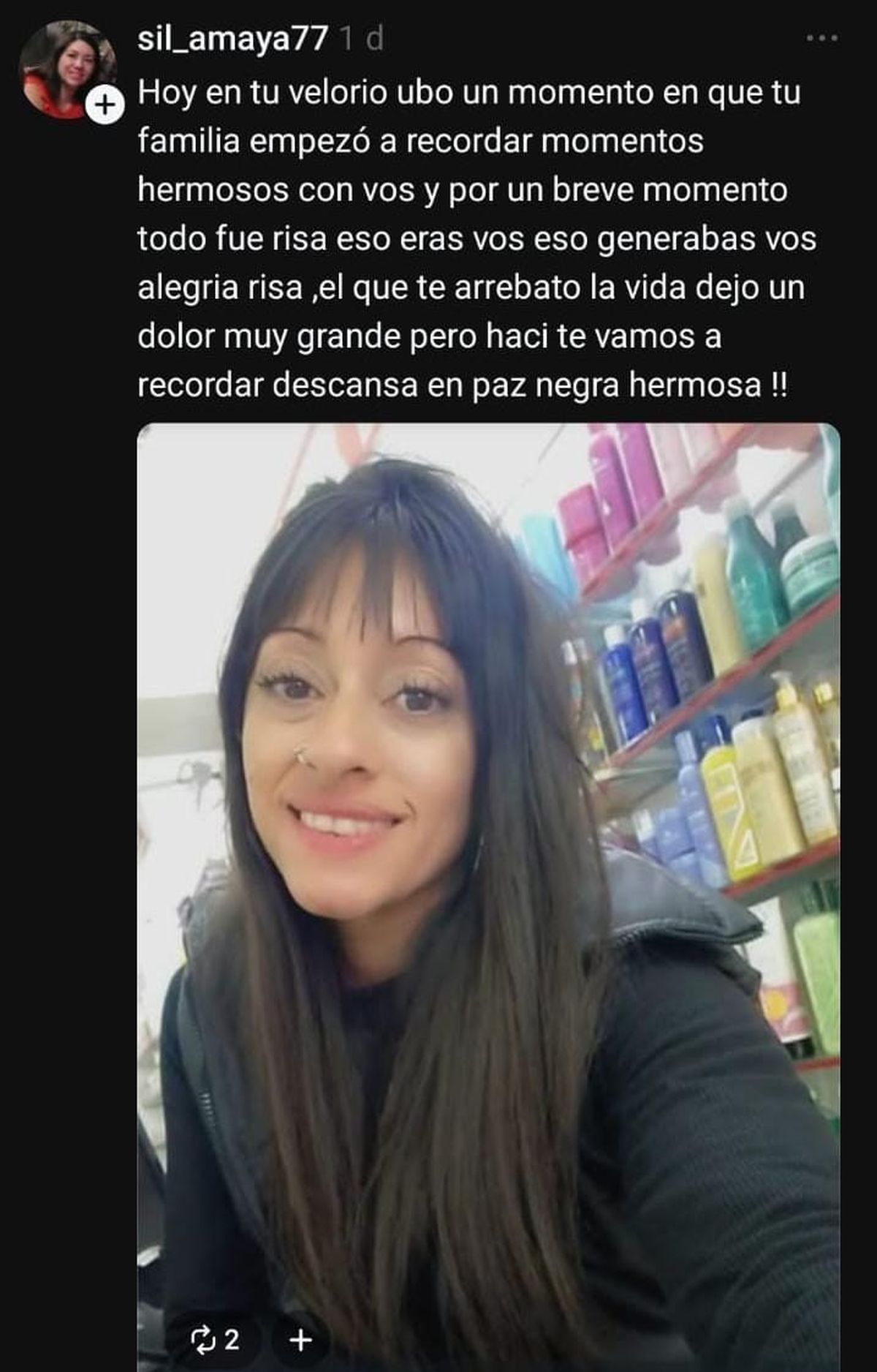 El mensaje de una amiga de Nadia Sosa. El mensaje de una amiga de Nadia Sosa.