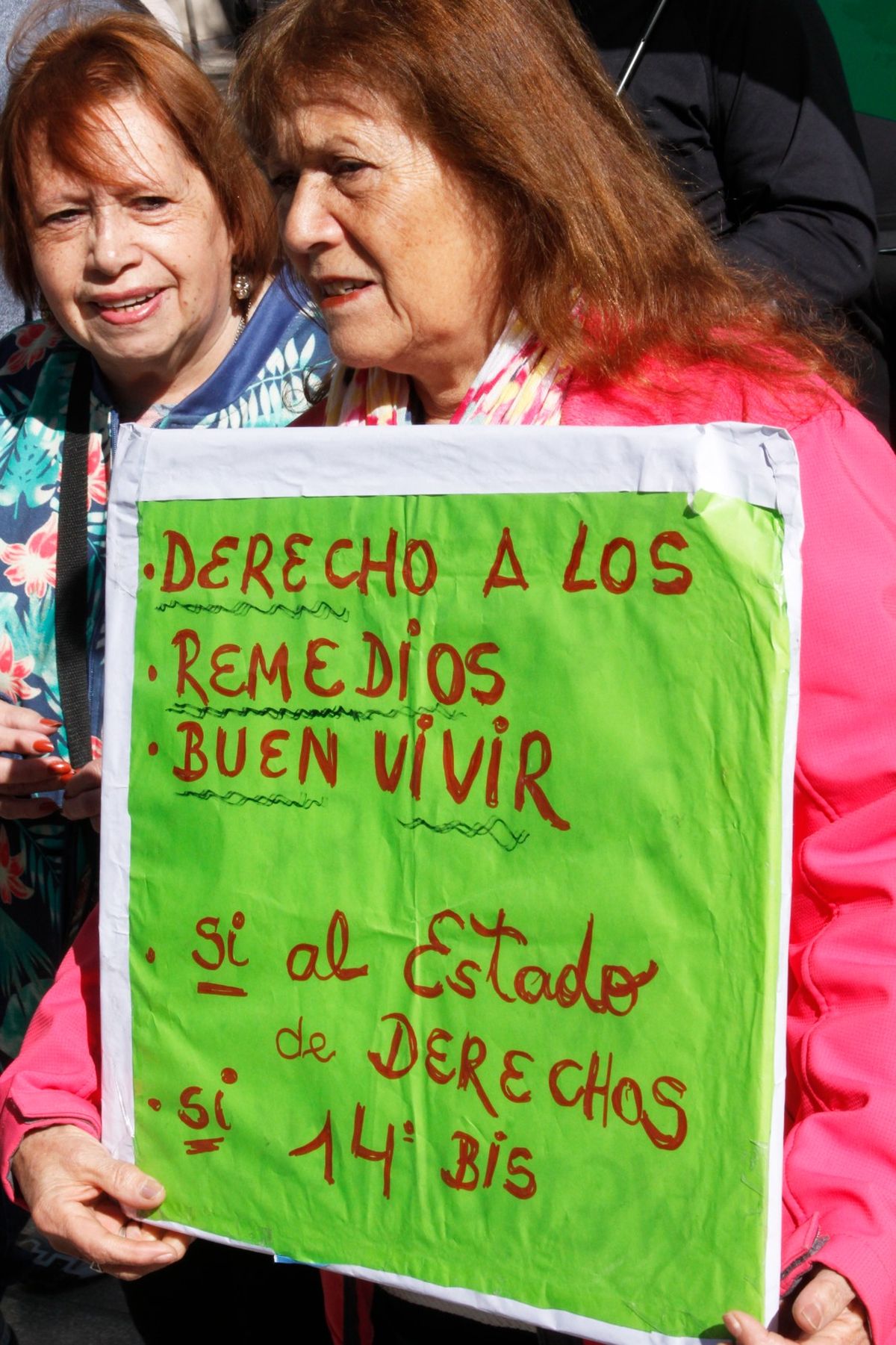 Expresivo cartel exhibido por jubiladas. Expresivo cartel exhibido por jubiladas.