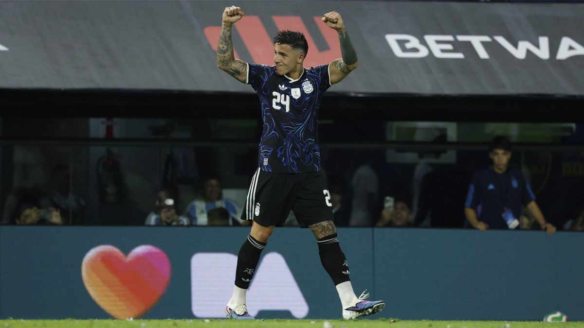 Enzo Fern&aacute;ndez abri&oacute; la cuenta para la Selecci&oacute;n argentina ante Mauritania.