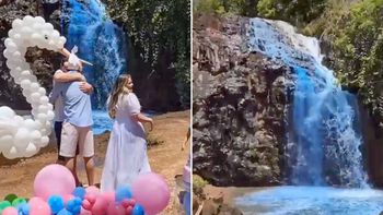 Indignación: una pareja pintó una cascada para revelar el sexo de su bebé