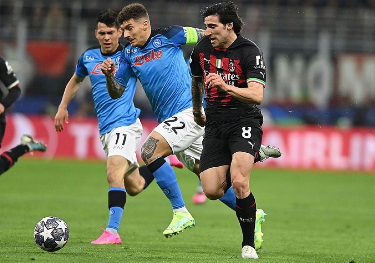 El Milan se impuso 1 a 0 sobre el Napoli, en el partido de ida de cuartos de final de la Champions League.