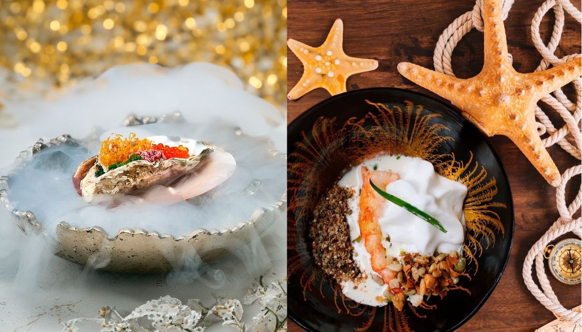 El plato de la izquierda tiene "ostras, caviar y un destello dorado que evoca el lujo de cerrar un ciclo y abrir otro lleno de posibilidades", revela Frennesí en Instagram. El plato de la derecha evoca música, sabores y momentos únicos. El plato de la izquierda tiene "ostras, caviar y un destello dorado que evoca el lujo de cerrar un ciclo y abrir otro lleno de posibilidades", revela Frennesí en Instagram. El plato de la derecha evoca música, sabores y momentos únicos.