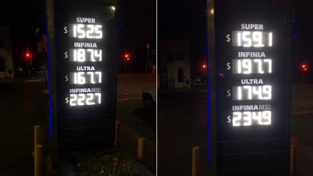 Los nuevos precios en las estaciones YPF de Mendoza tras los aumentos de este domingo a la medianoche.